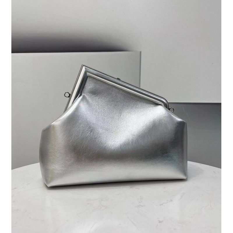 F**di first small silver leather bag