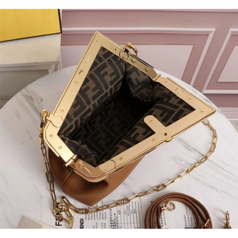 F**di first small brown leather bag