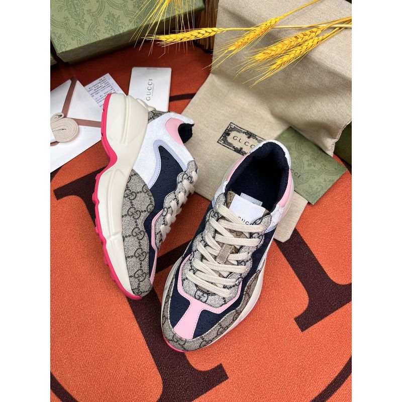 g*u*i rhyton gg-S*p*e canvas trainers pink/blue