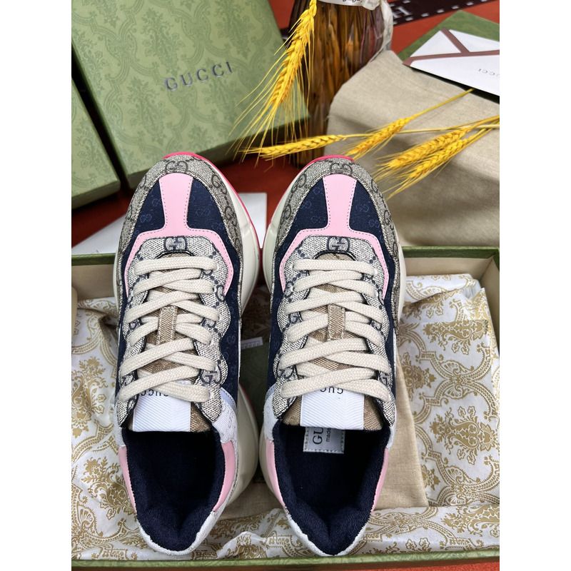 g*u*i rhyton gg-S*p*e canvas trainers pink/blue