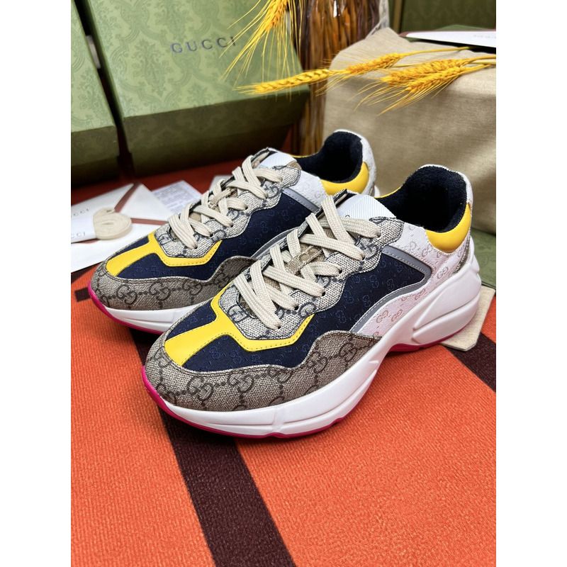 g*u*i rhyton gg-S*p*e canvas trainers   beige/blue