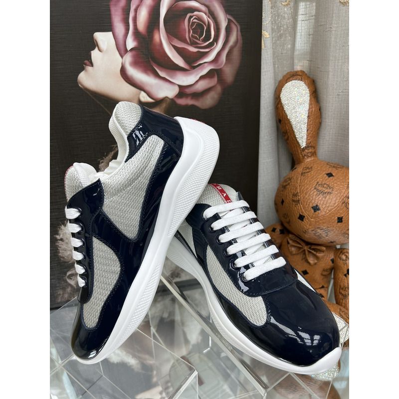 Mens Americas Cup Patent Leather Patchwork Sneakers In Multicolour