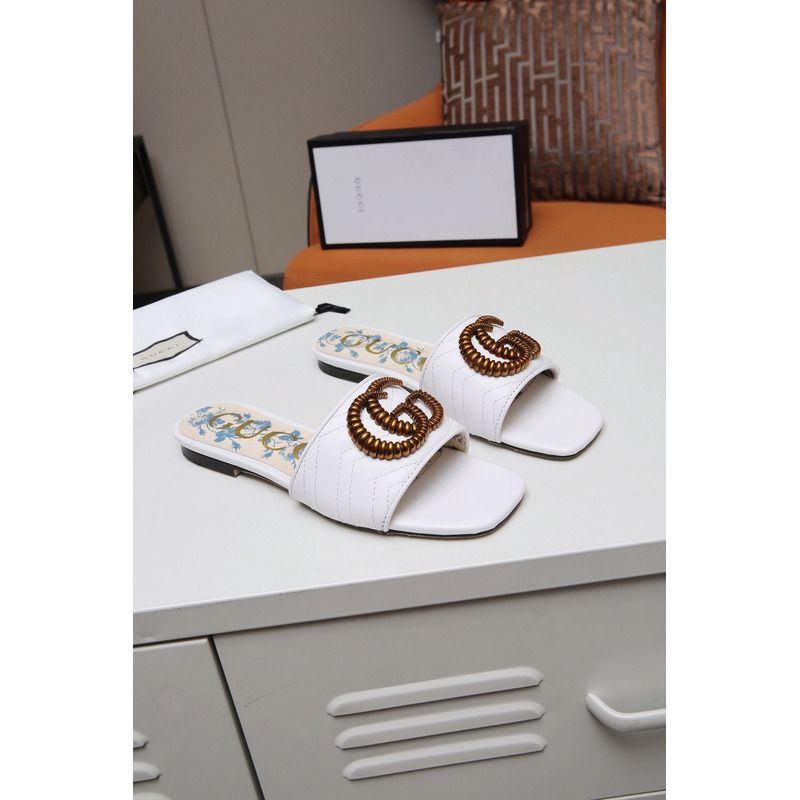 G*u*i womens slide with double g white