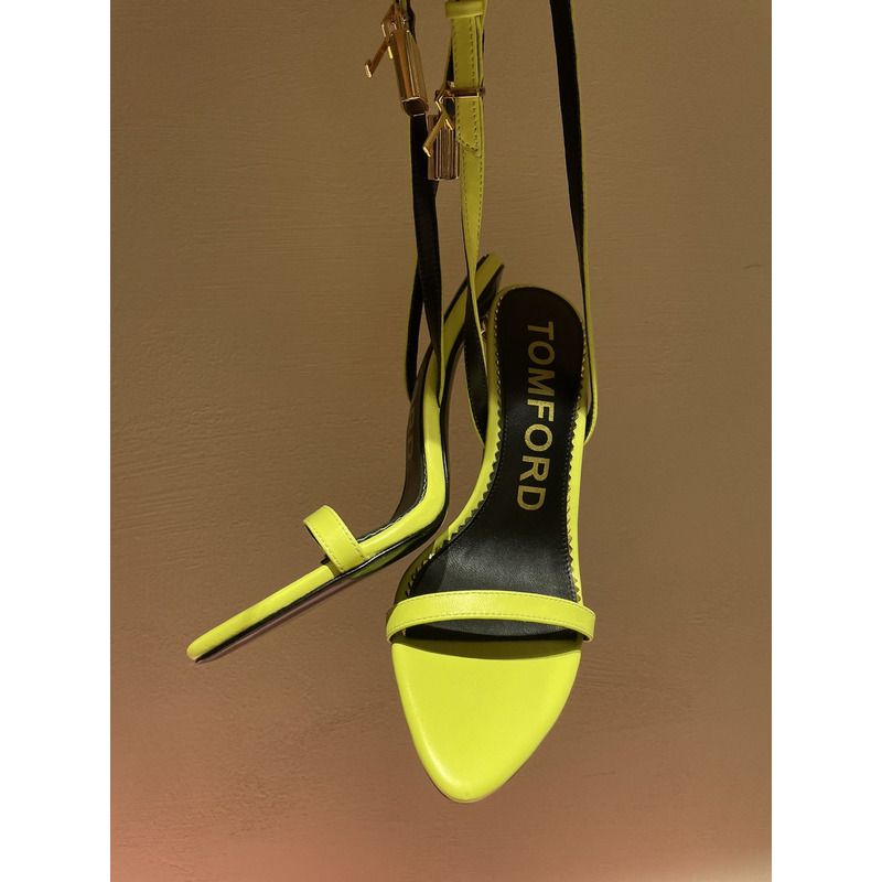 TOM FORD  PADLOCK POINTY NAKED SANDAL IN ACID YELLOW