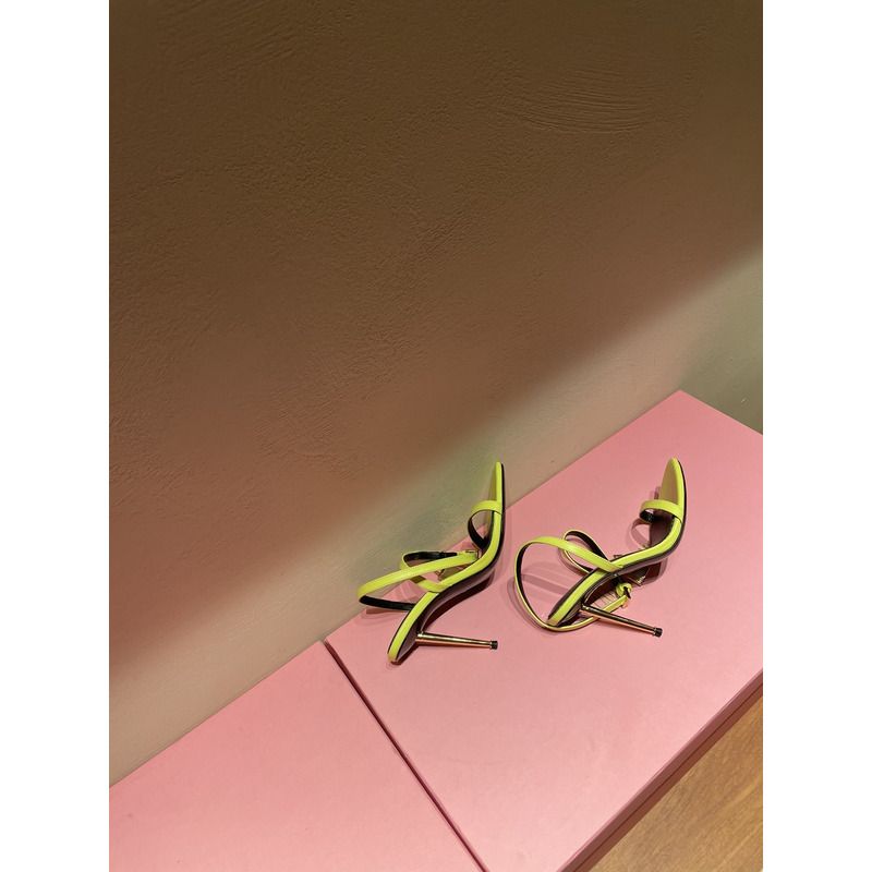 TOM FORD  PADLOCK POINTY NAKED SANDAL IN ACID YELLOW