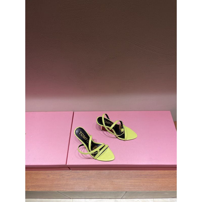 TOM FORD  PADLOCK POINTY NAKED SANDAL IN ACID YELLOW