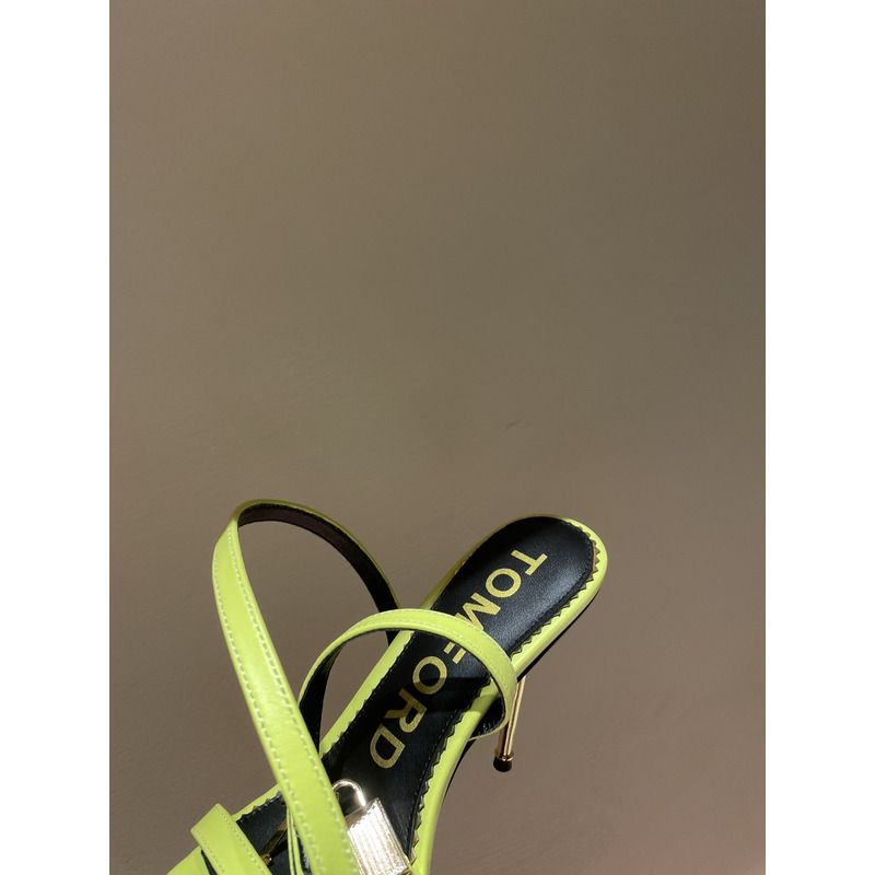 TOM FORD  PADLOCK POINTY NAKED SANDAL IN ACID YELLOW
