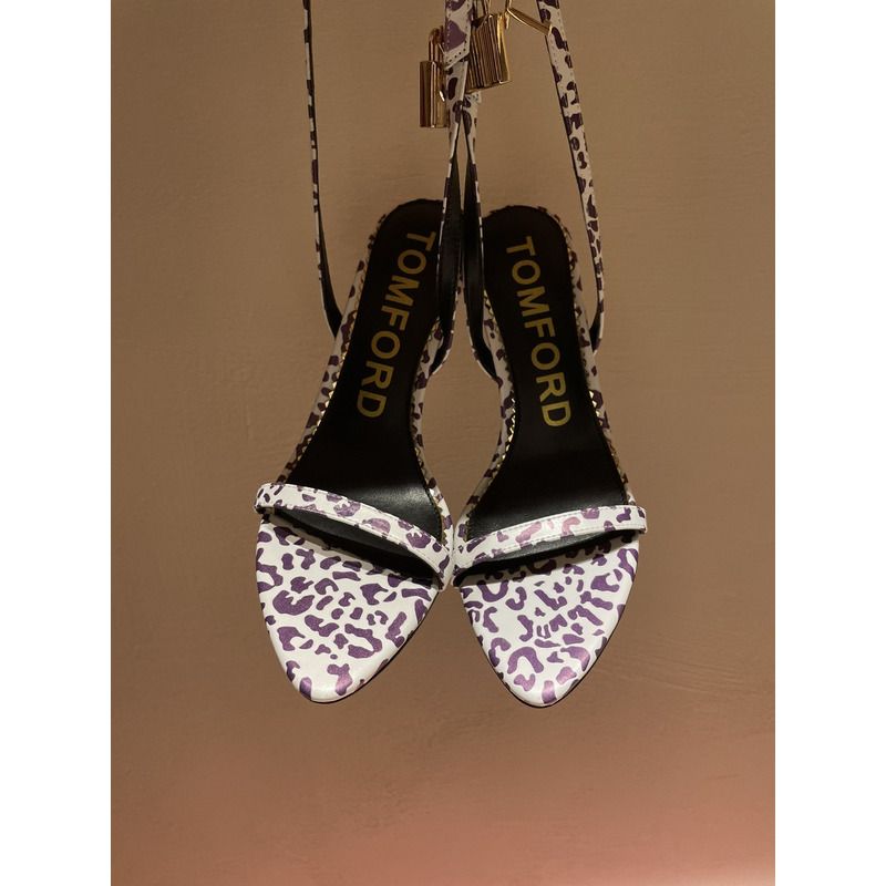 TOM FORD Purple Cow Pattern PADLOCK POINTY NAKED SANDAL