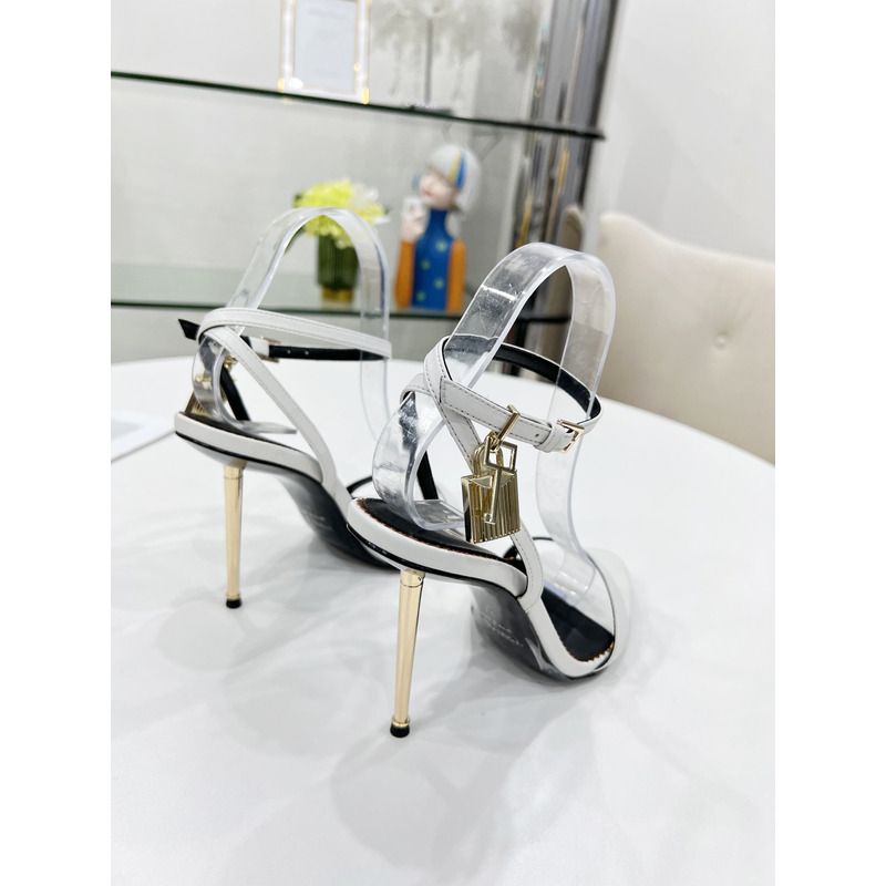 TOM FORD  PADLOCK POINTY NAKED SANDAL IN CHALK