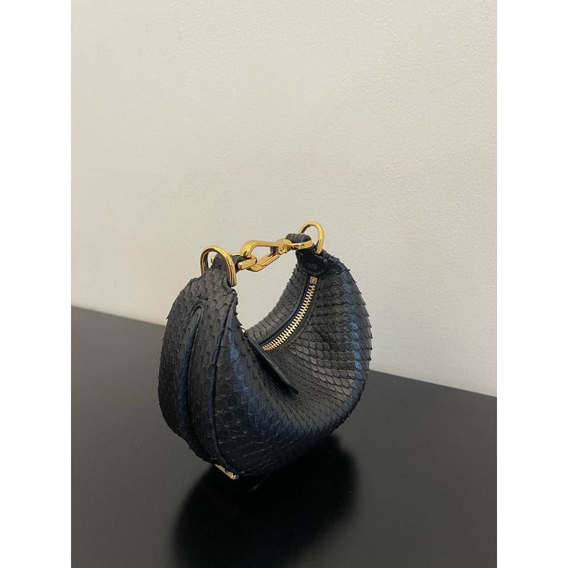 F**di graphy mini laminated leather bag black