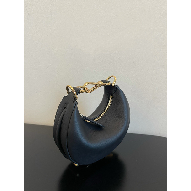 F**di graphy middle laminated leather bag black