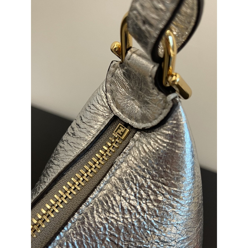 F**di graphy middle laminated leather bag silver