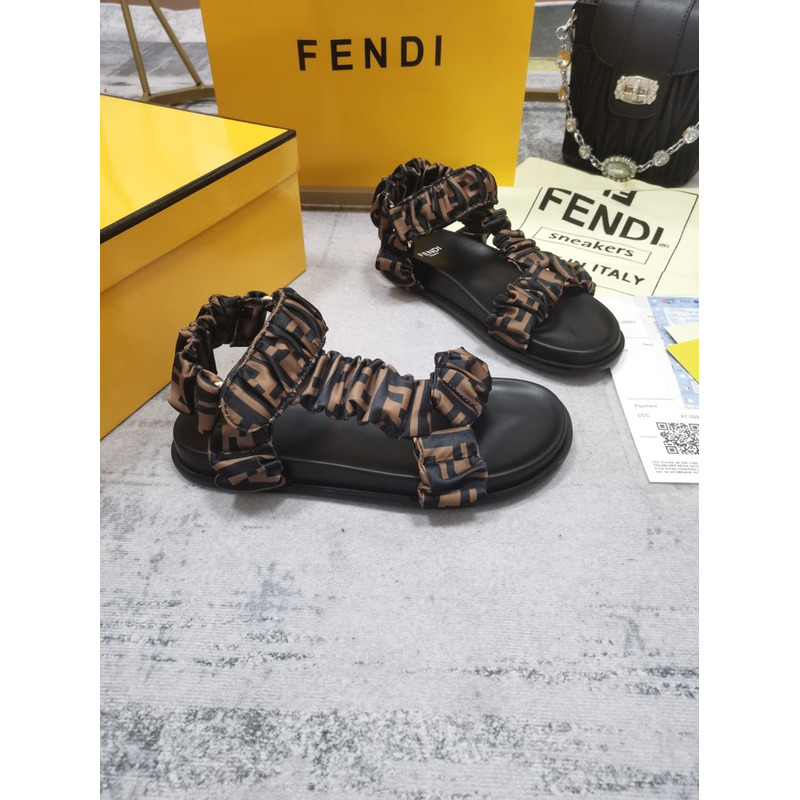 F**di satin sandald brown