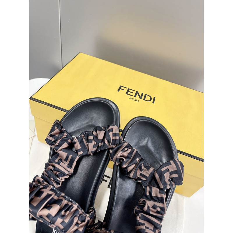 F**di satin sandald brown