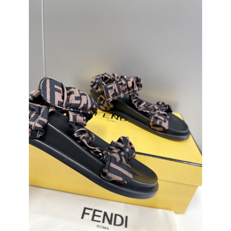 F**di satin sandald brown