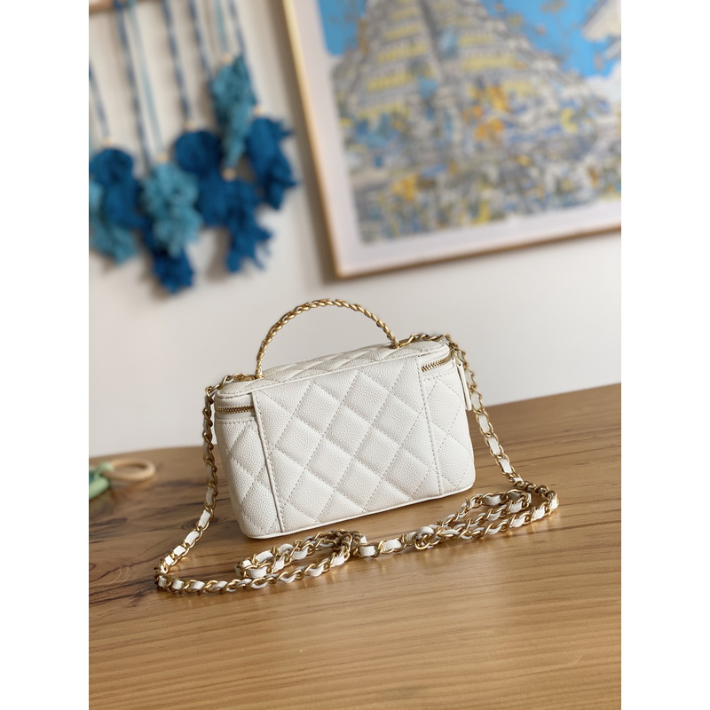Ch*el 22s with handle caviar vanity case white