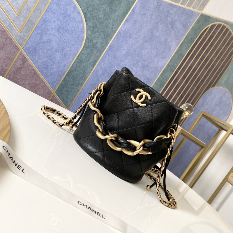 Ch*el bucket bag black