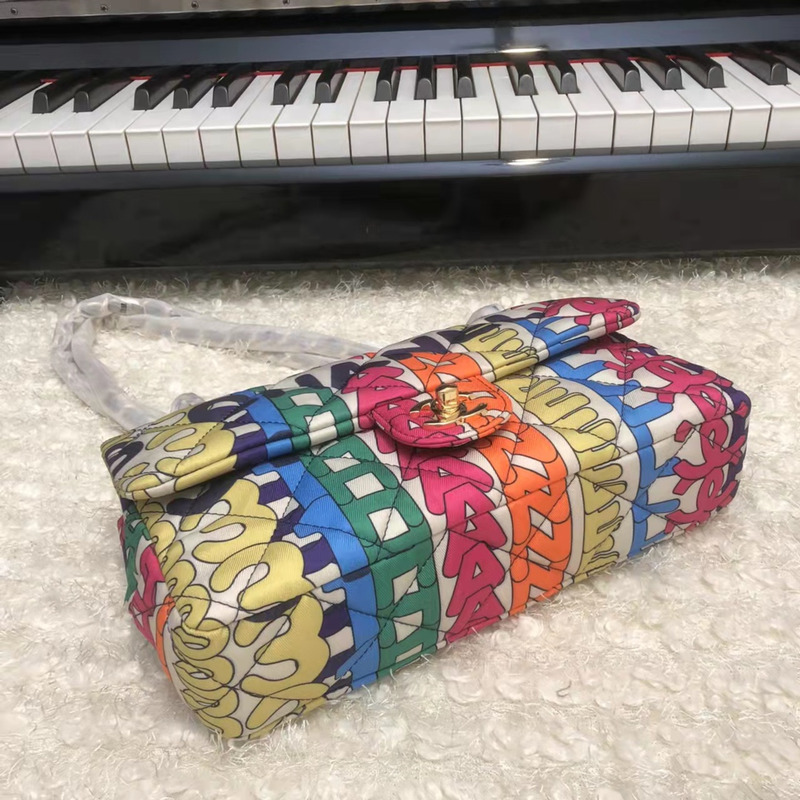 Ch*el flap bag Ch*el words printed colorful