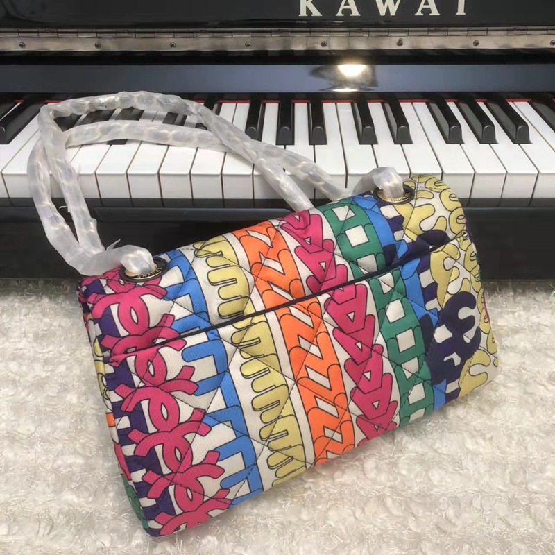 Ch*el flap bag Ch*el words printed colorful