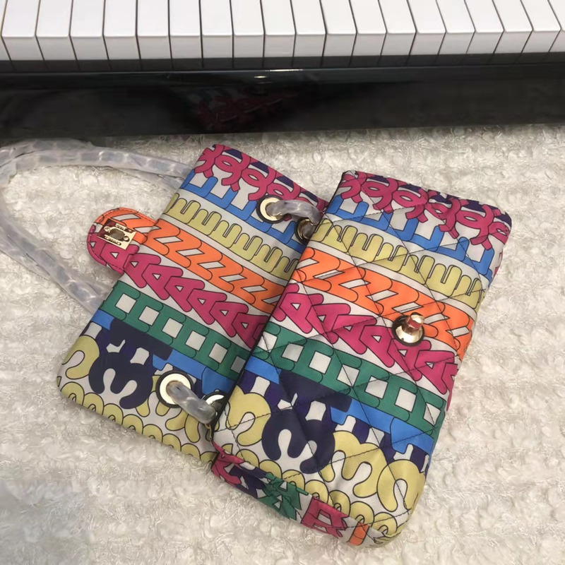 Ch*el flap bag Ch*el words printed colorful