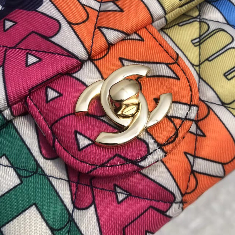 Ch*el flap bag Ch*el words printed colorful