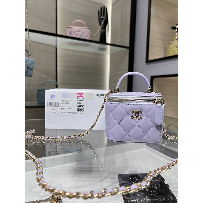 Ch*el ap2581 small vanity with chain lambskin purple