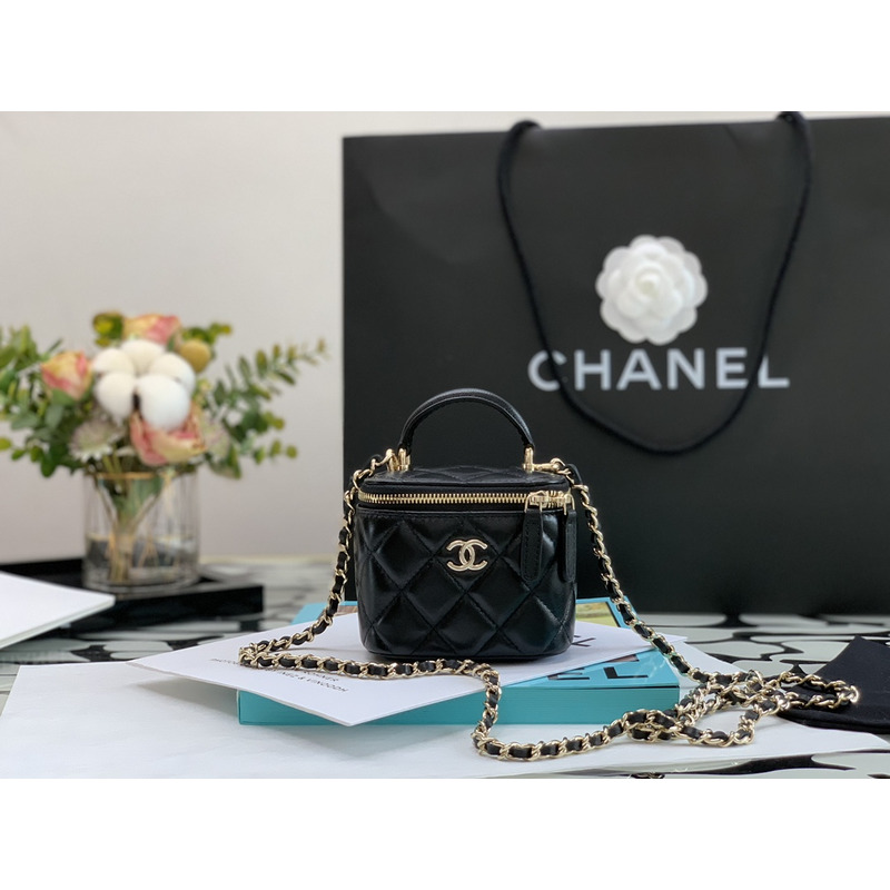 Ch*el box bag mini tote bags black