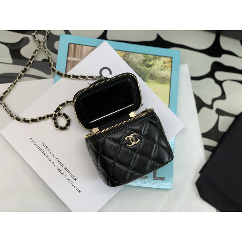 Ch*el box bag mini tote bags black