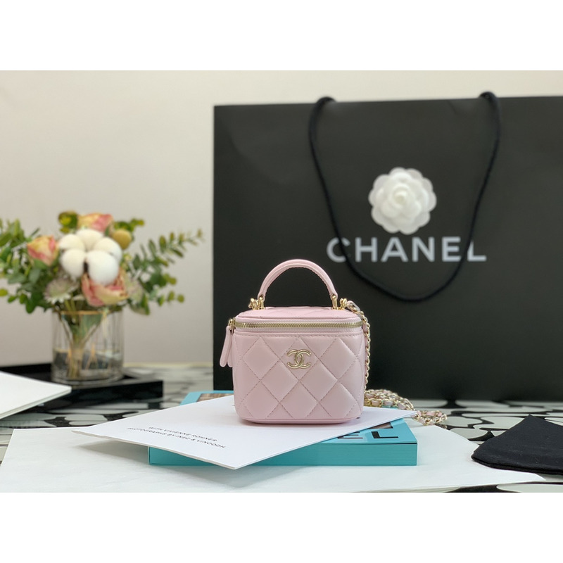 Ch*el box bag mini tote pink