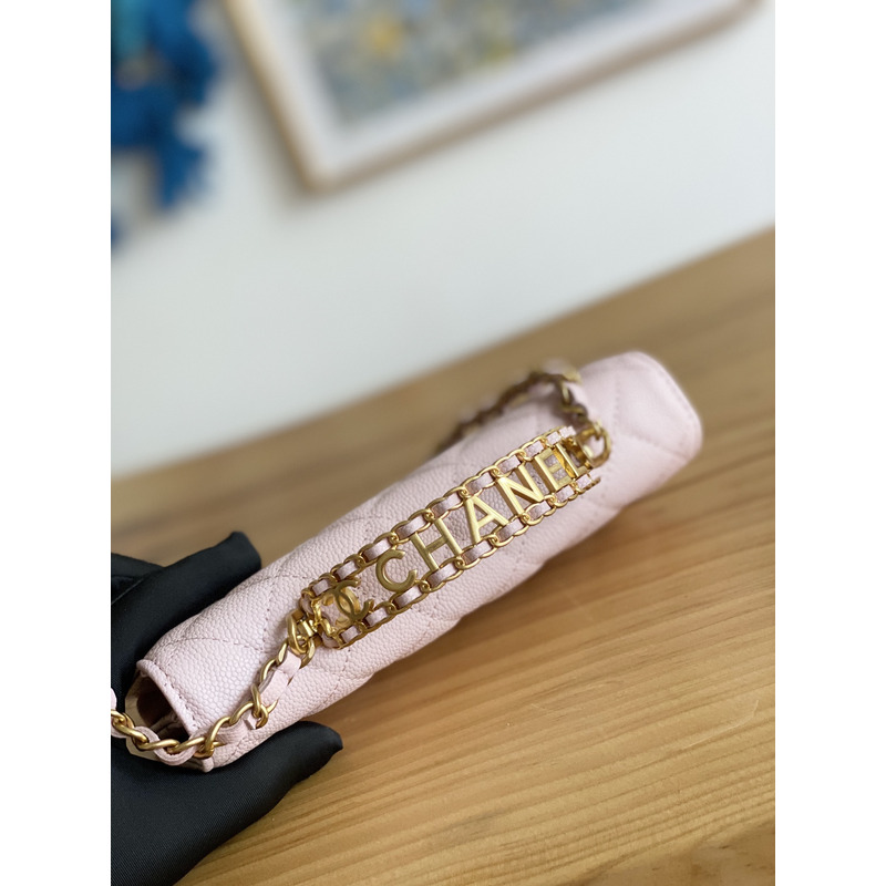 Ch*el mini flap bag with top handle pink