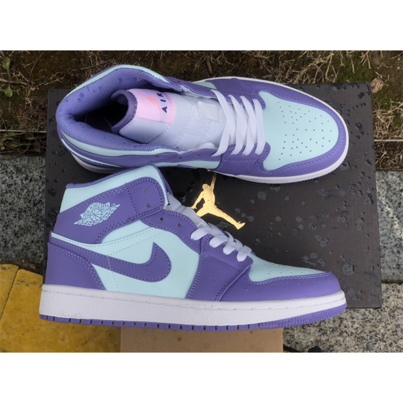 Air Jordan 1 Mid Purple Aqua Sneaker Fruit Powder