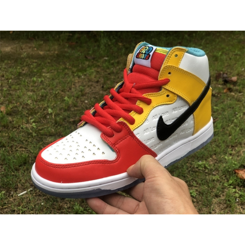 Froskate x Nike SB Dunk High All Love No Hate Sneaker White/Gold-University Red