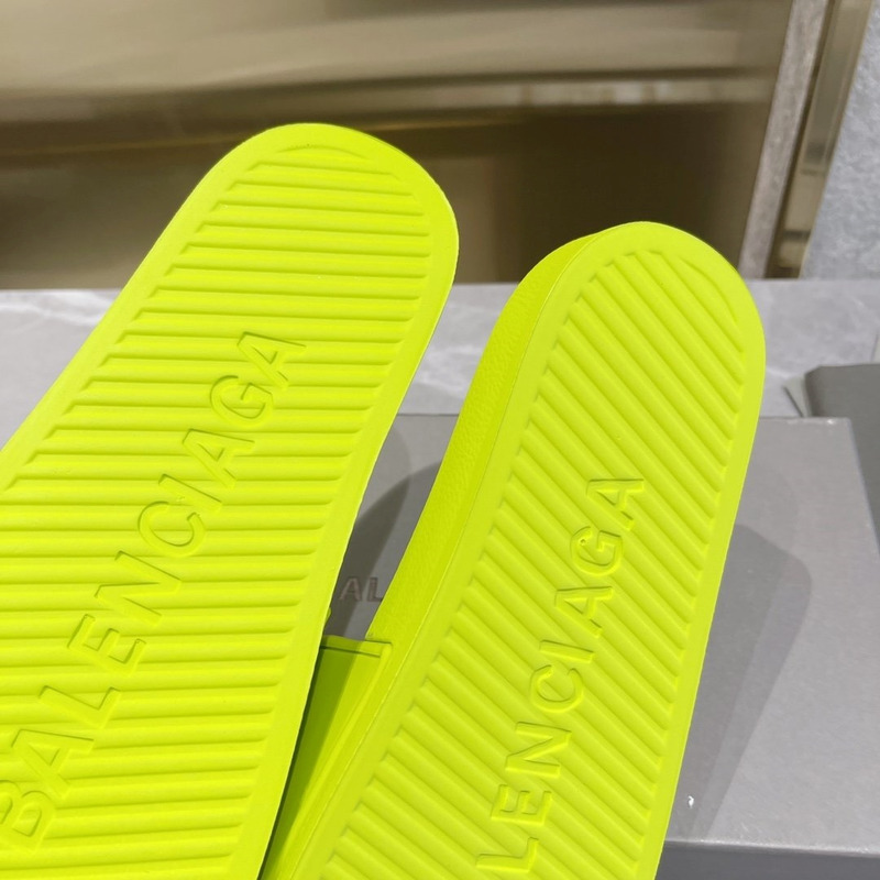 Ba*len*cia*ga 3d logo print pool slide sandal fluorescent yellow