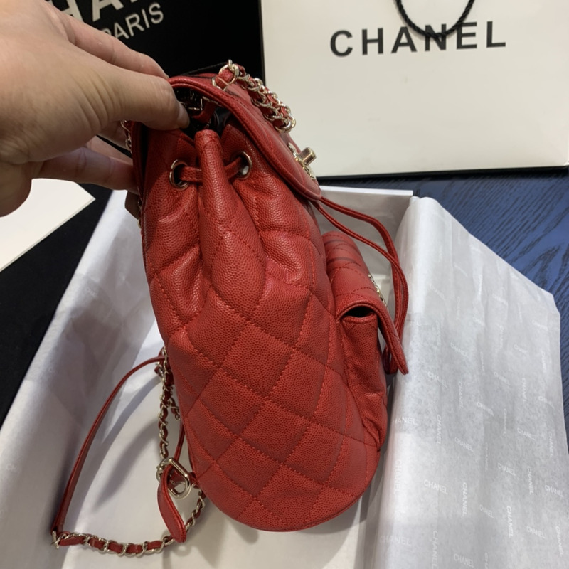Ch*el caviar leather vintage duma backpack red