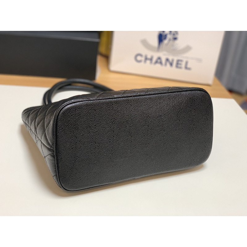 Ch*el medallion tote bag ghw caviar skin leather black