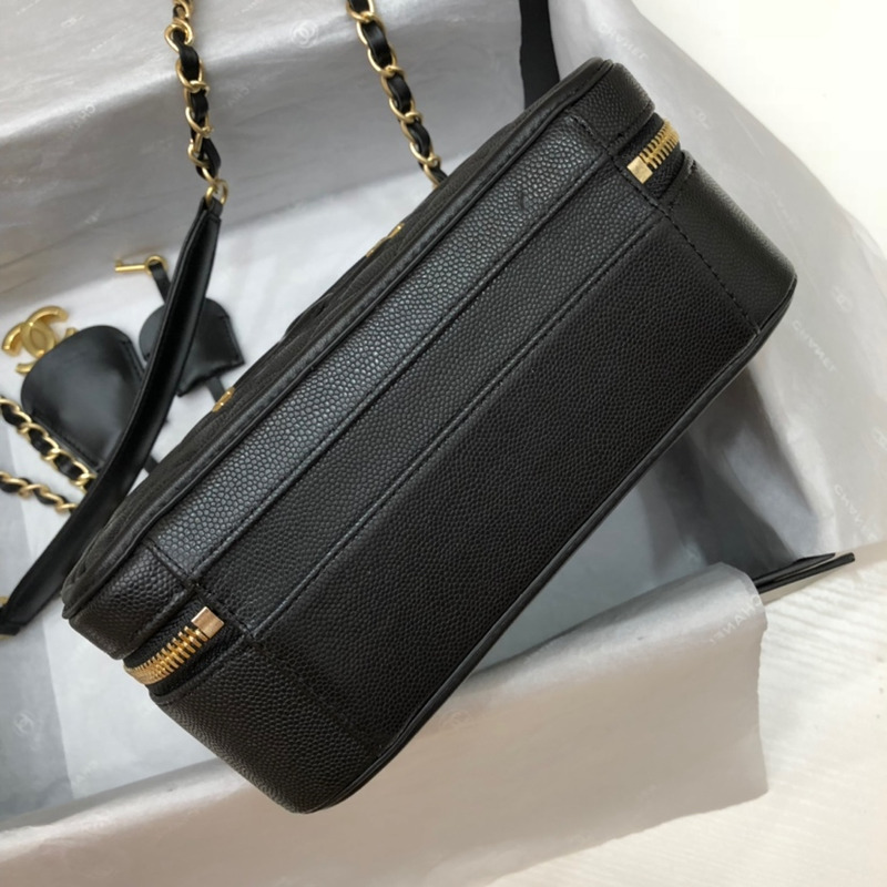 Ch*el leather vanity case black bag