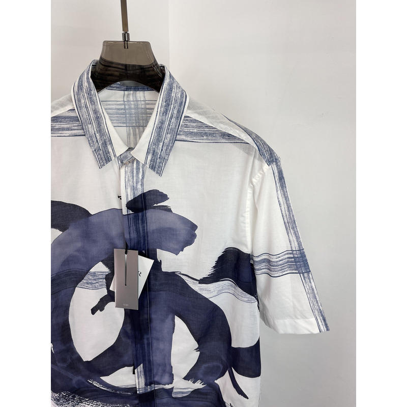 D*or and jack kerouac short-sleeved shirt white cotton canvas