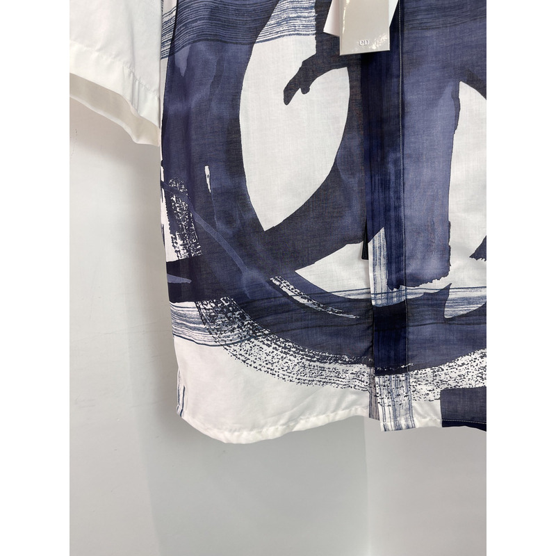 D*or and jack kerouac short-sleeved shirt white cotton canvas