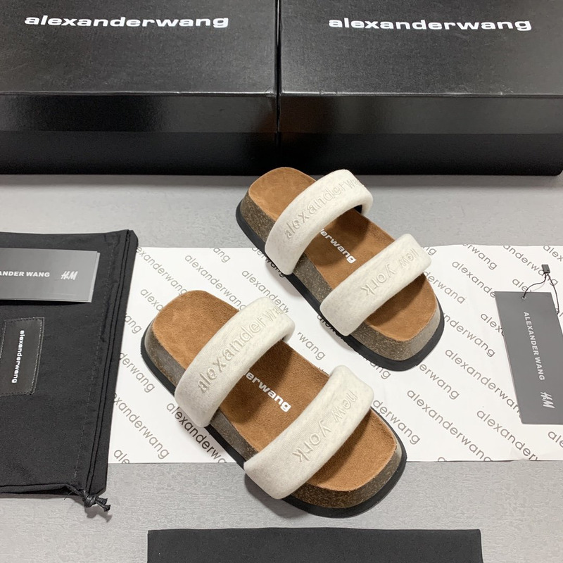 Alexander Wang Embroidered-Logo Open-Toe Sandals White