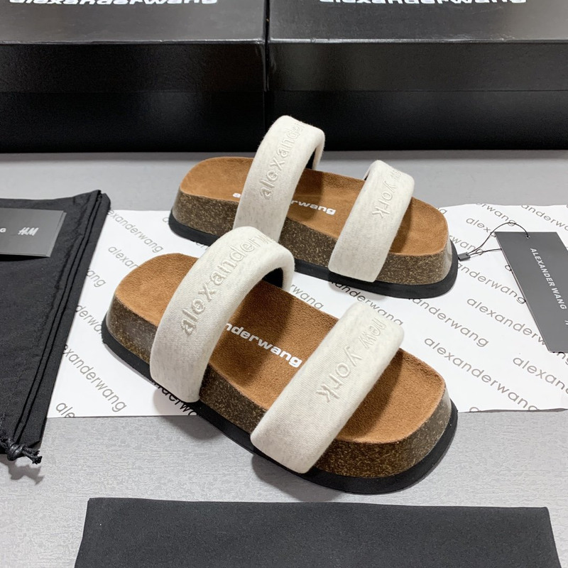 Alexander Wang Embroidered-Logo Open-Toe Sandals White