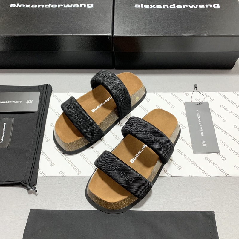 Alexander Wang Embroidered-Logo Open-Toe Sandals Black