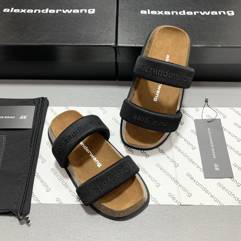 Alexander Wang Embroidered-Logo Open-Toe Sandals Black