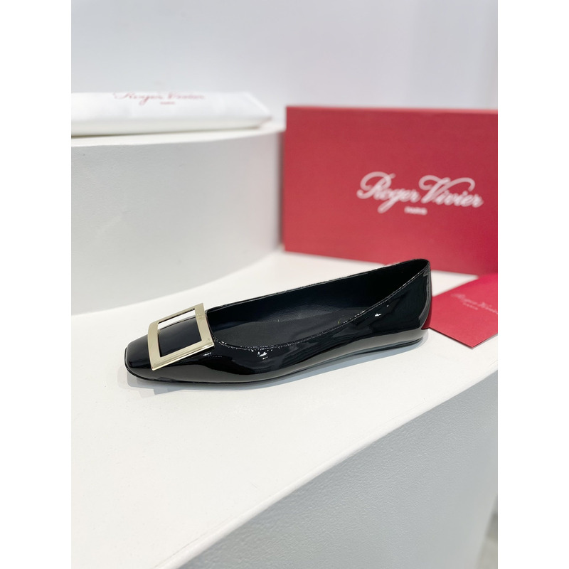 Roger Vivier Trompette Bellerine Patent-leather ballet Flats Slide Black