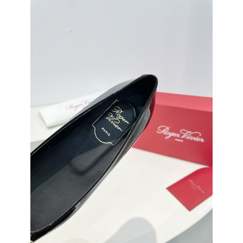 Roger Vivier Trompette Bellerine Patent-leather ballet Flats Slide Black