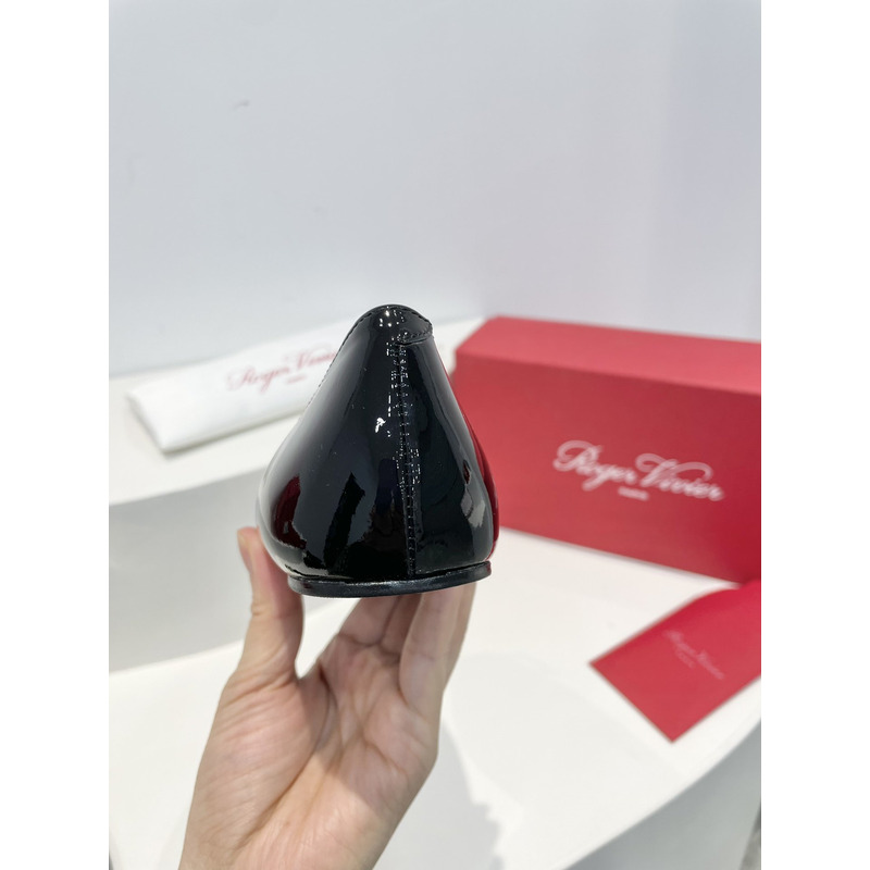 Roger Vivier Trompette Bellerine Patent-leather ballet Flats Slide Black