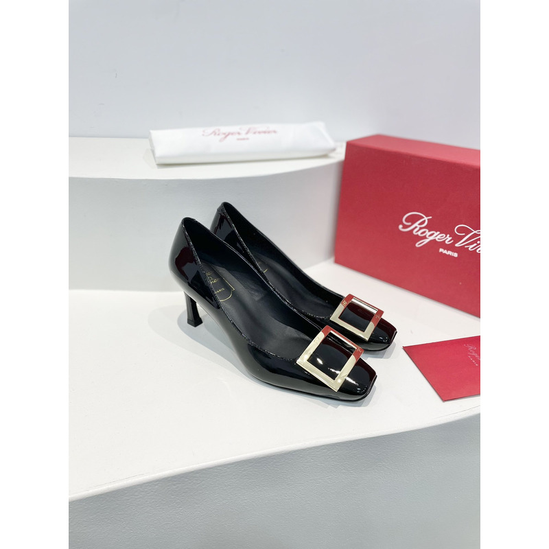 Roger Vivier Trompette Bellerine Patent-leather ballet Flats Heel Black