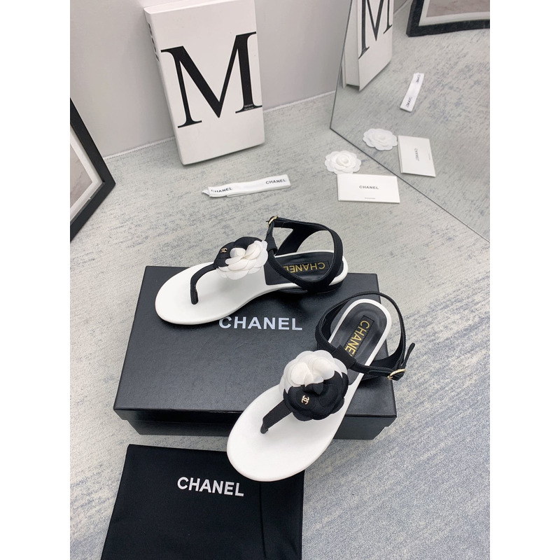 Ch*el camellia sandals black and white