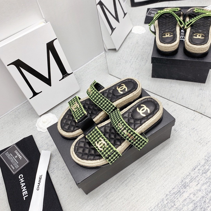 Ch*el flat sandals green