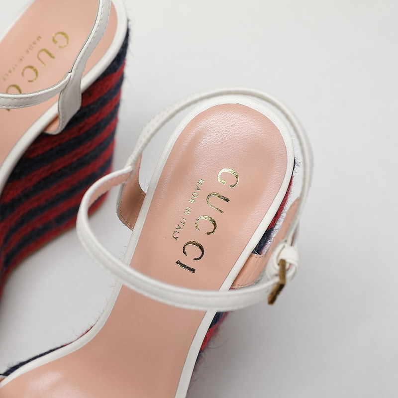 G*u*i leather platform espadrille white