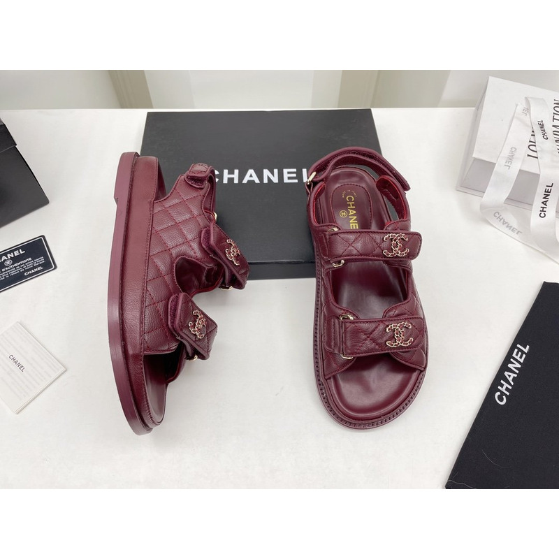 Ch*el dad sandals leather mulberry